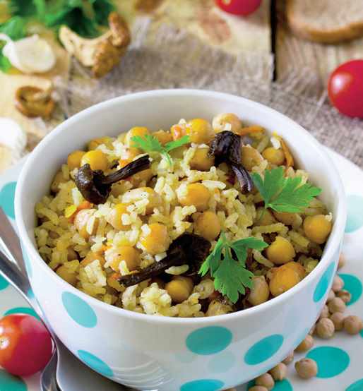 Pilaf cu năut și ciuperci o zi de post cu mâncare gustoasă